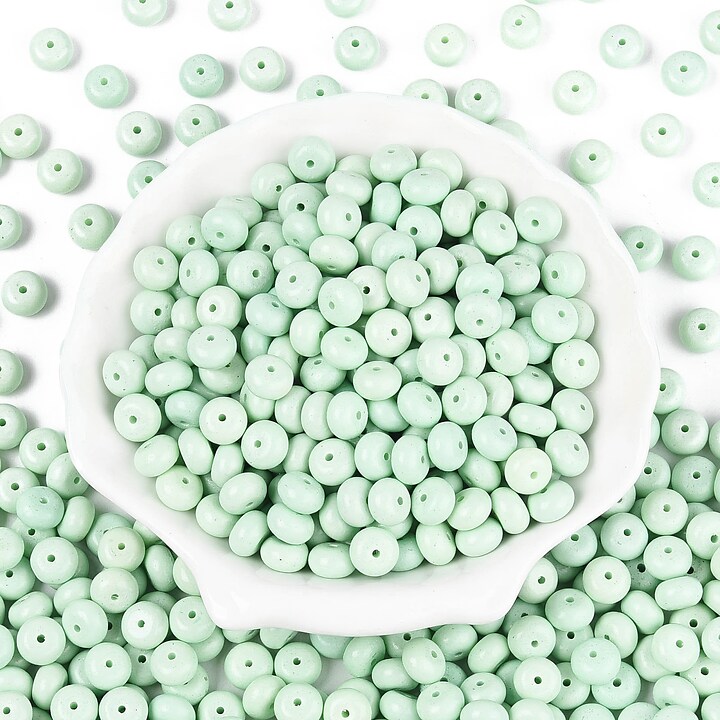 Margele de nisip de sticla rondele 5x8,5mm (50g) - turcoaz deschis  opac