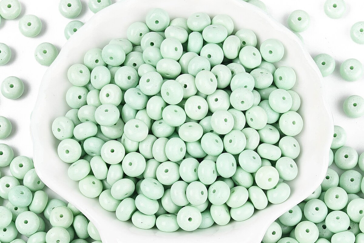 Margele de nisip de sticla rondele 5x8,5mm (50g) - turcoaz deschis  opac