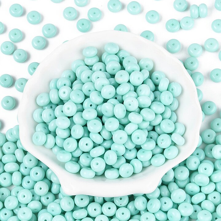 Margele de nisip de sticla rondele 5x8,5mm (50g) - bleu opac