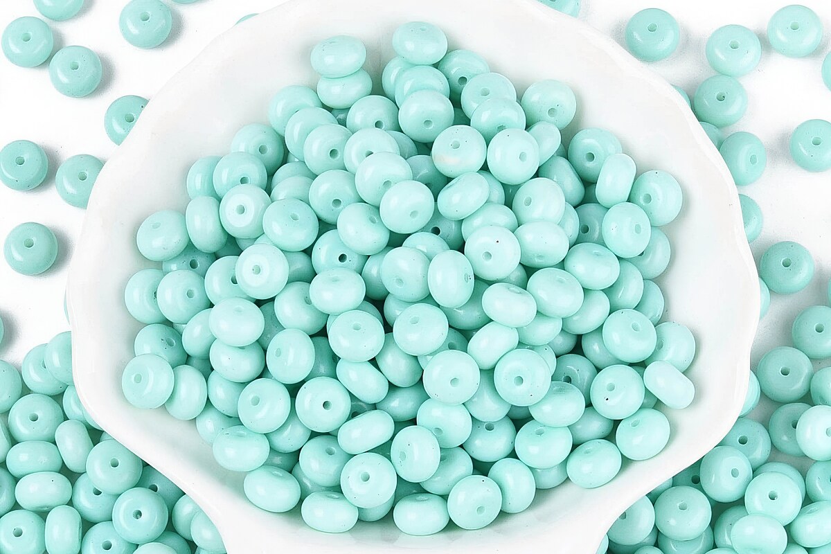 Margele de nisip de sticla rondele 5x8,5mm (50g) - bleu opac