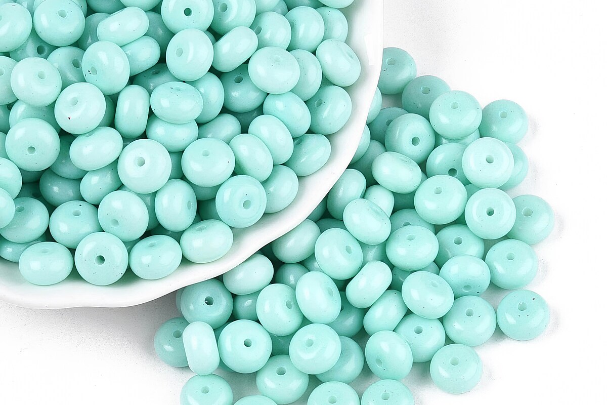 Margele de nisip de sticla rondele 5x8,5mm (50g) - bleu opac