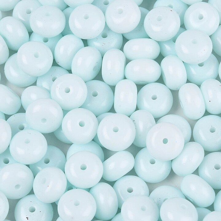 Margele de nisip de sticla rondele 5x8,5mm (50g) - albastru deschis opac