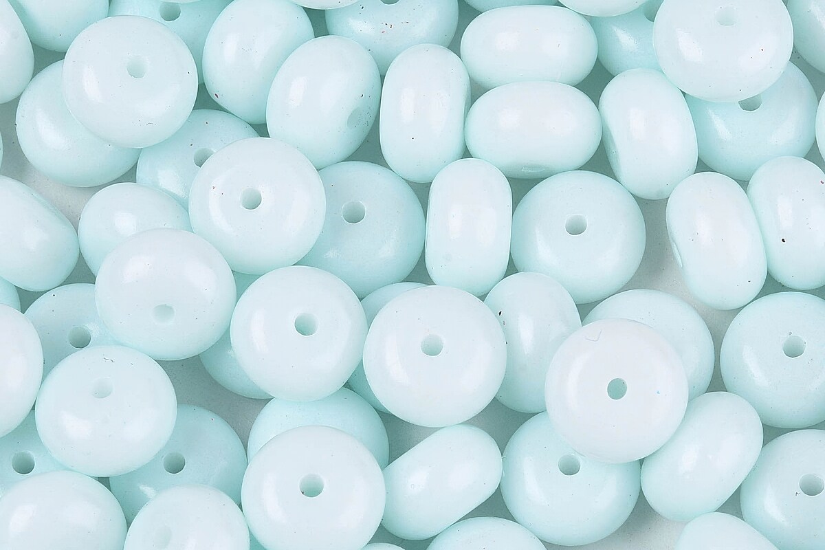 Margele de nisip de sticla rondele 5x8,5mm (50g) - albastru deschis opac