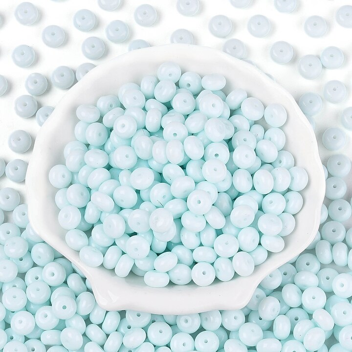 Margele de nisip de sticla rondele 5x8,5mm (50g) - albastru deschis opac
