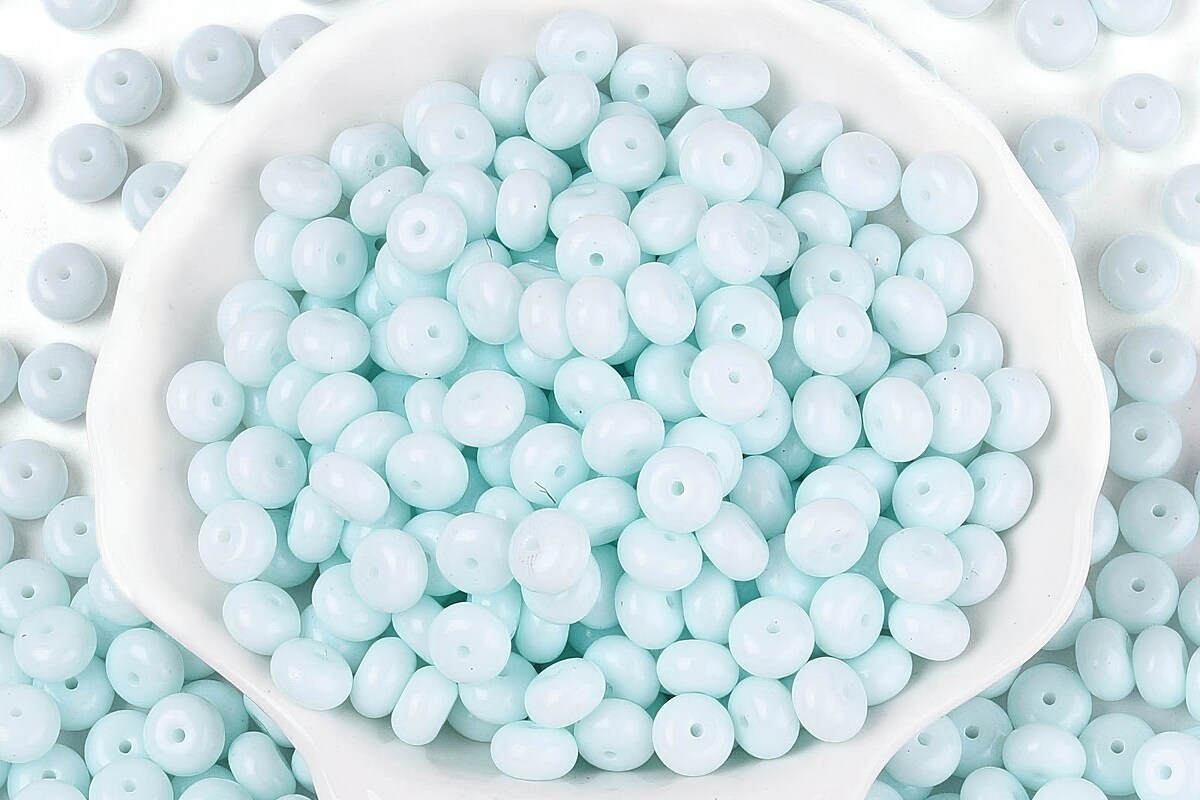 Margele de nisip de sticla rondele 5x8,5mm (50g) - albastru deschis opac