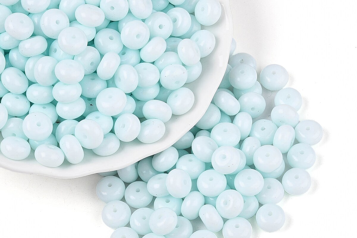 Margele de nisip de sticla rondele 5x8,5mm (50g) - albastru deschis opac