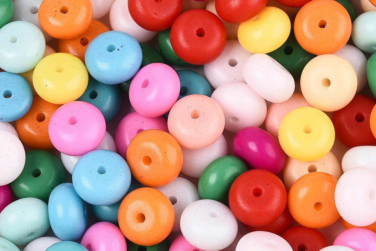 Margele de nisip de sticla rondele 5x8,5mm (50g) - mix opac