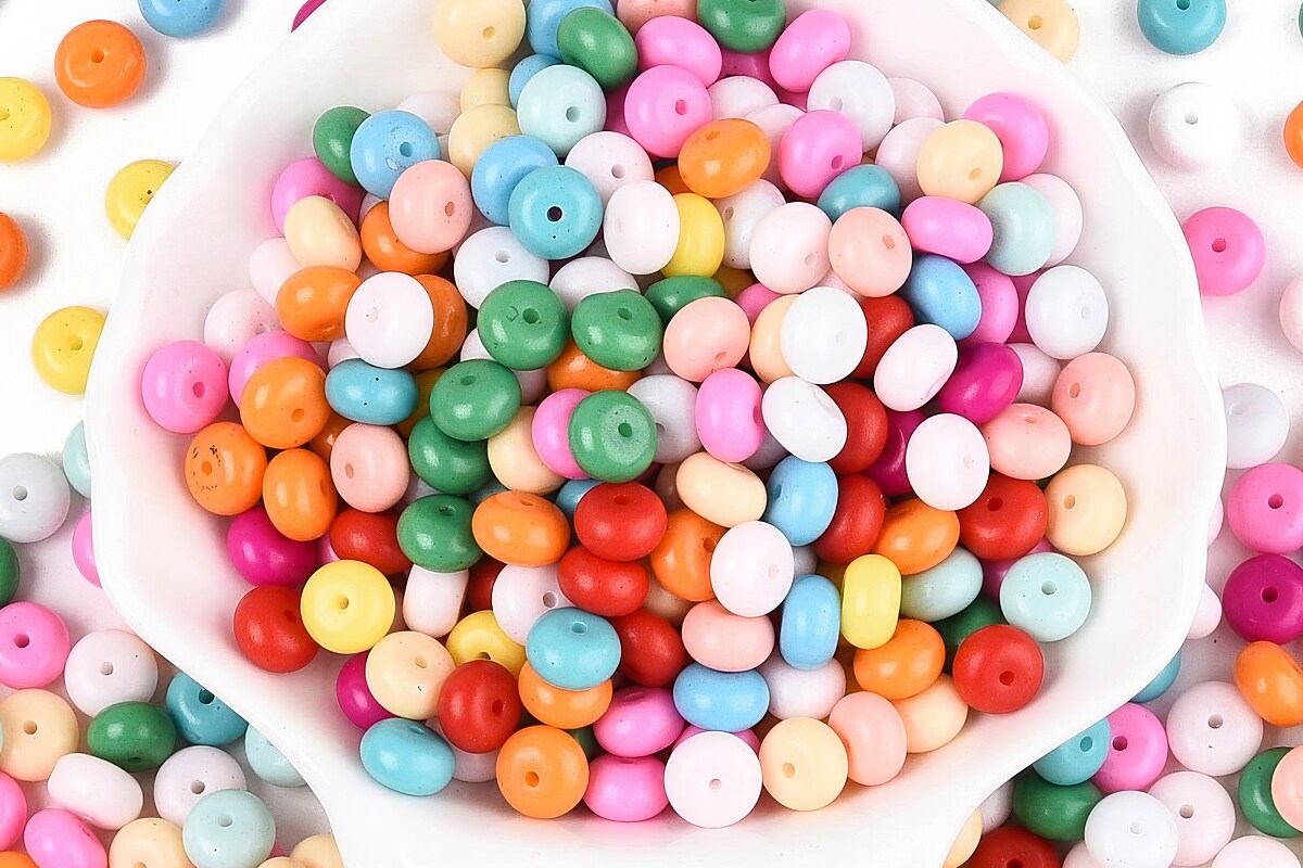 Margele de nisip de sticla rondele 5x8,5mm (50g) - mix opac