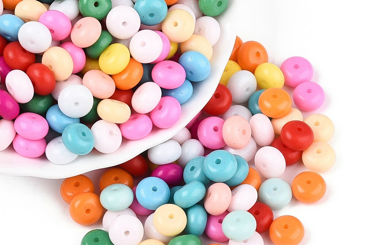 Margele de nisip de sticla rondele 5x8,5mm (50g) - mix opac