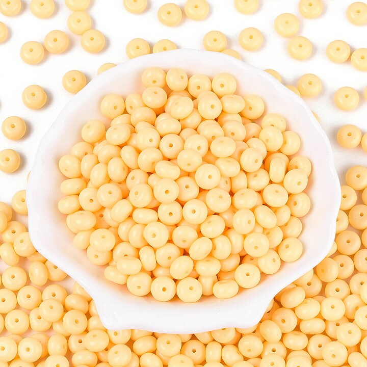 Margele de nisip de sticla rondele 5x8,5mm (50g) - galben opac