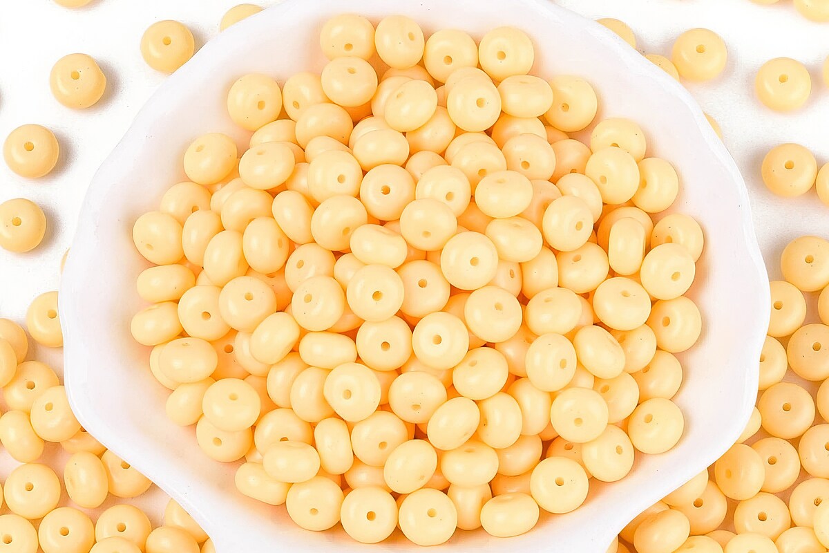 Margele de nisip de sticla rondele 5x8,5mm (50g) - galben opac