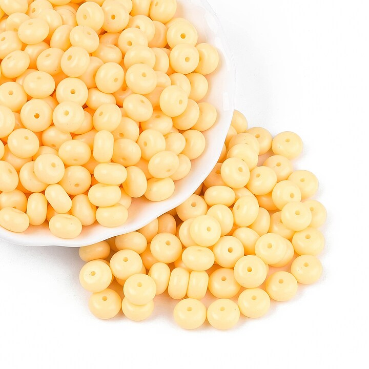 Margele de nisip de sticla rondele 5x8,5mm (50g) - galben opac