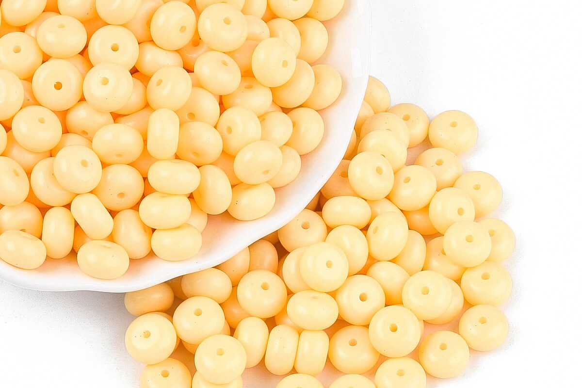 Margele de nisip de sticla rondele 5x8,5mm (50g) - galben opac