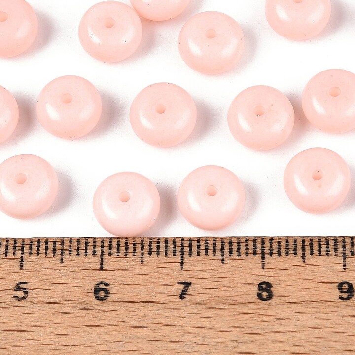 Margele de nisip de sticla rondele 5x8,5mm (50g) - roz deschis opac