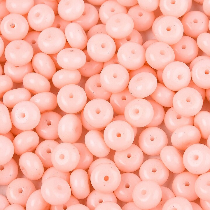 Margele de nisip de sticla rondele 5x8,5mm (50g) - roz deschis opac