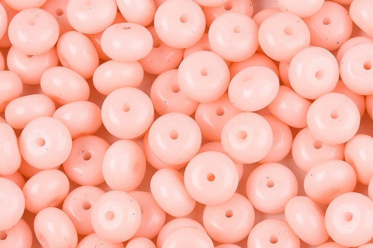 Margele de nisip de sticla rondele 5x8,5mm (50g) - roz deschis opac