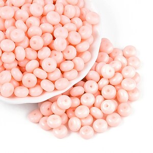 Margele de nisip de sticla rondele 5x8,5mm (50g) - roz deschis opac