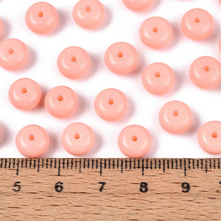 Margele de nisip de sticla rondele 5x8,5mm (50g) - roz somon opac