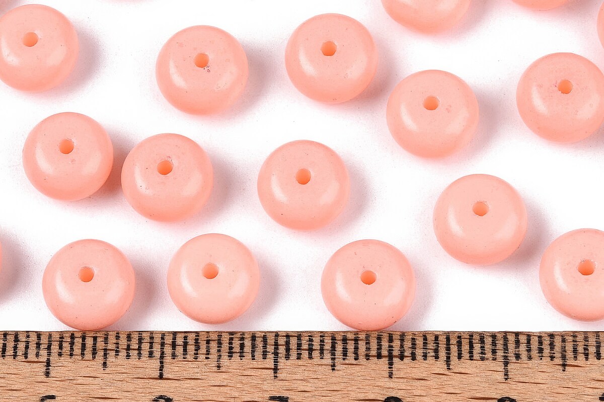 Margele de nisip de sticla rondele 5x8,5mm (50g) - roz somon opac