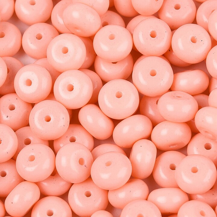 Margele de nisip de sticla rondele 5x8,5mm (50g) - roz somon opac