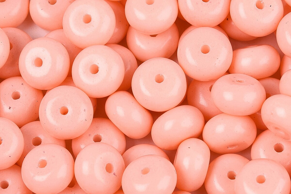 Margele de nisip de sticla rondele 5x8,5mm (50g) - roz somon opac