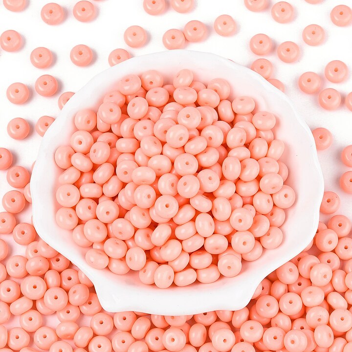 Margele de nisip de sticla rondele 5x8,5mm (50g) - roz somon opac