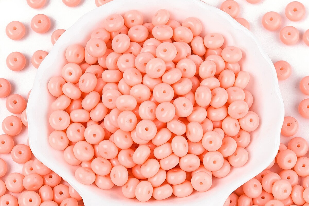 Margele de nisip de sticla rondele 5x8,5mm (50g) - roz somon opac