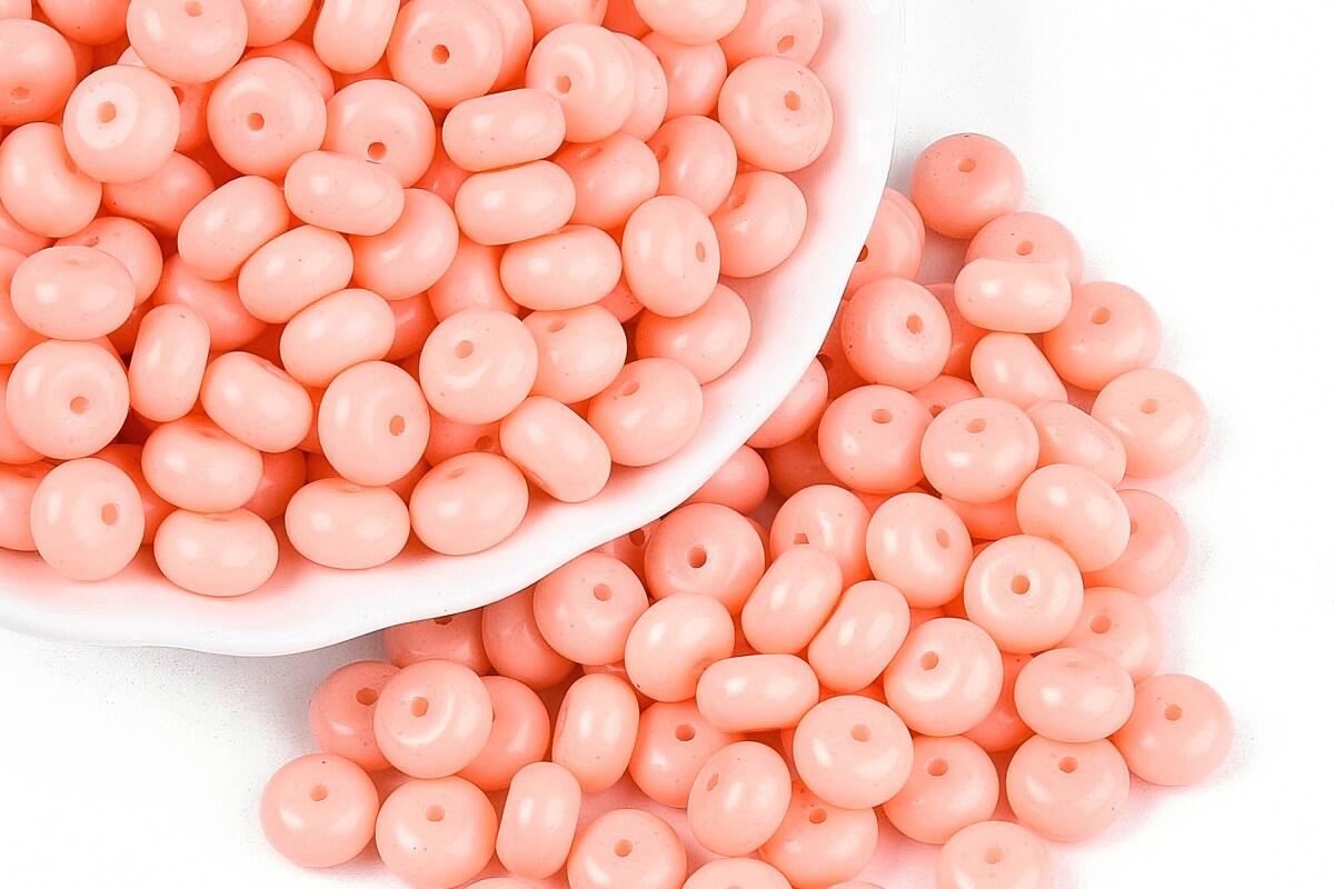 Margele de nisip de sticla rondele 5x8,5mm (50g) - roz somon opac