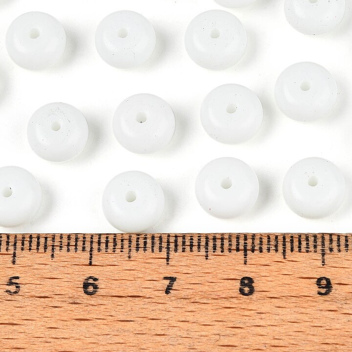 Margele de nisip de sticla rondele 5x8,5mm (50g) - alb opac