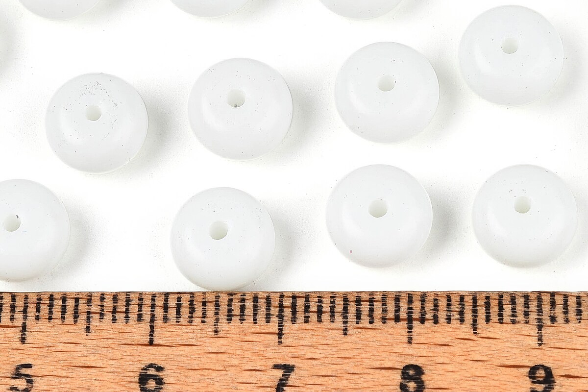 Margele de nisip de sticla rondele 5x8,5mm (50g) - alb opac