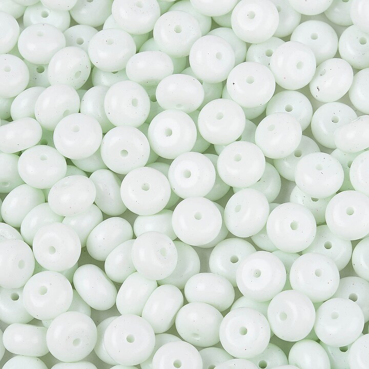 Margele de nisip de sticla rondele 5x8,5mm (50g) - alb opac