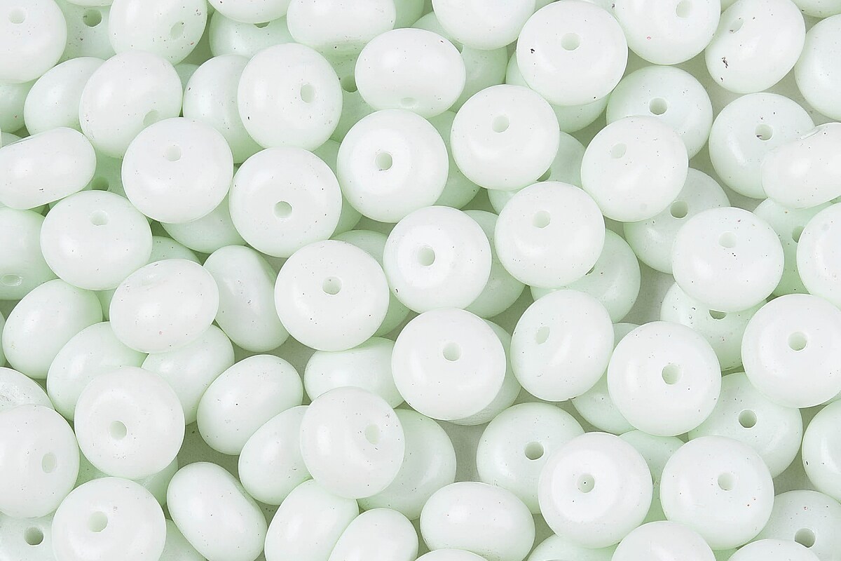 Margele de nisip de sticla rondele 5x8,5mm (50g) - alb opac