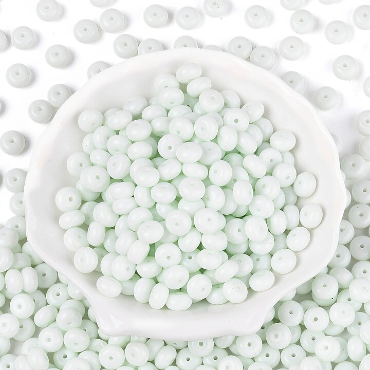 Margele de nisip de sticla rondele 5x8,5mm (50g) - alb opac