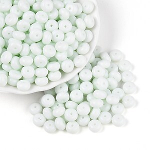 Margele de nisip de sticla rondele 5x8,5mm (50g) - alb opac