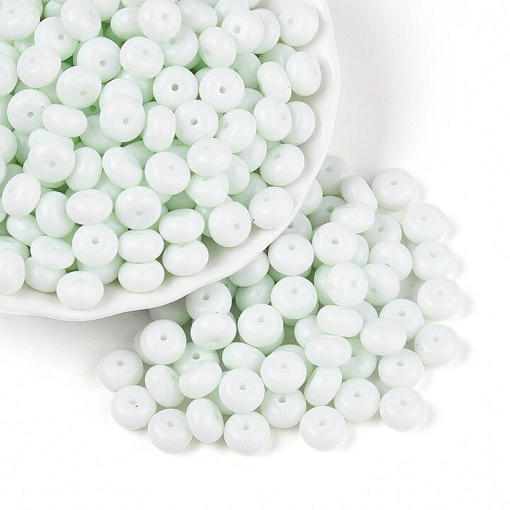 Margele de nisip de sticla rondele 5x8,5mm (50g) - alb opac