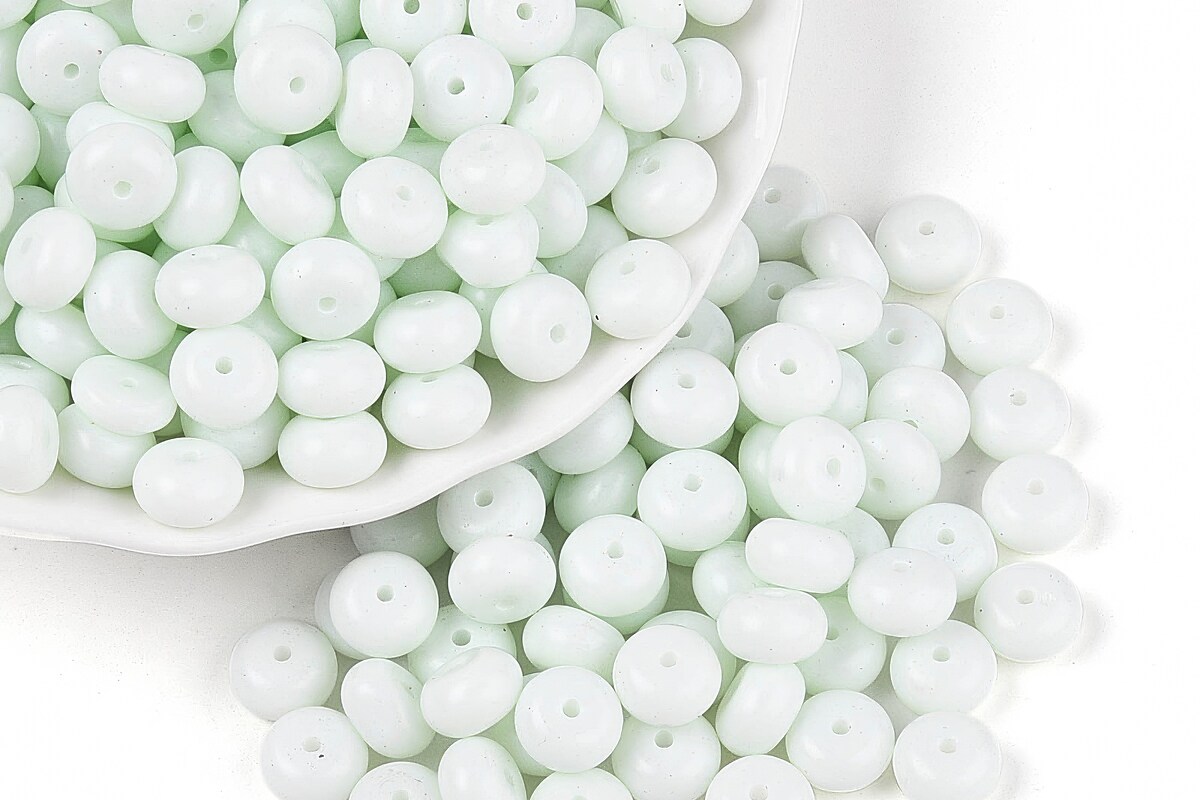 Margele de nisip de sticla rondele 5x8,5mm (50g) - alb opac