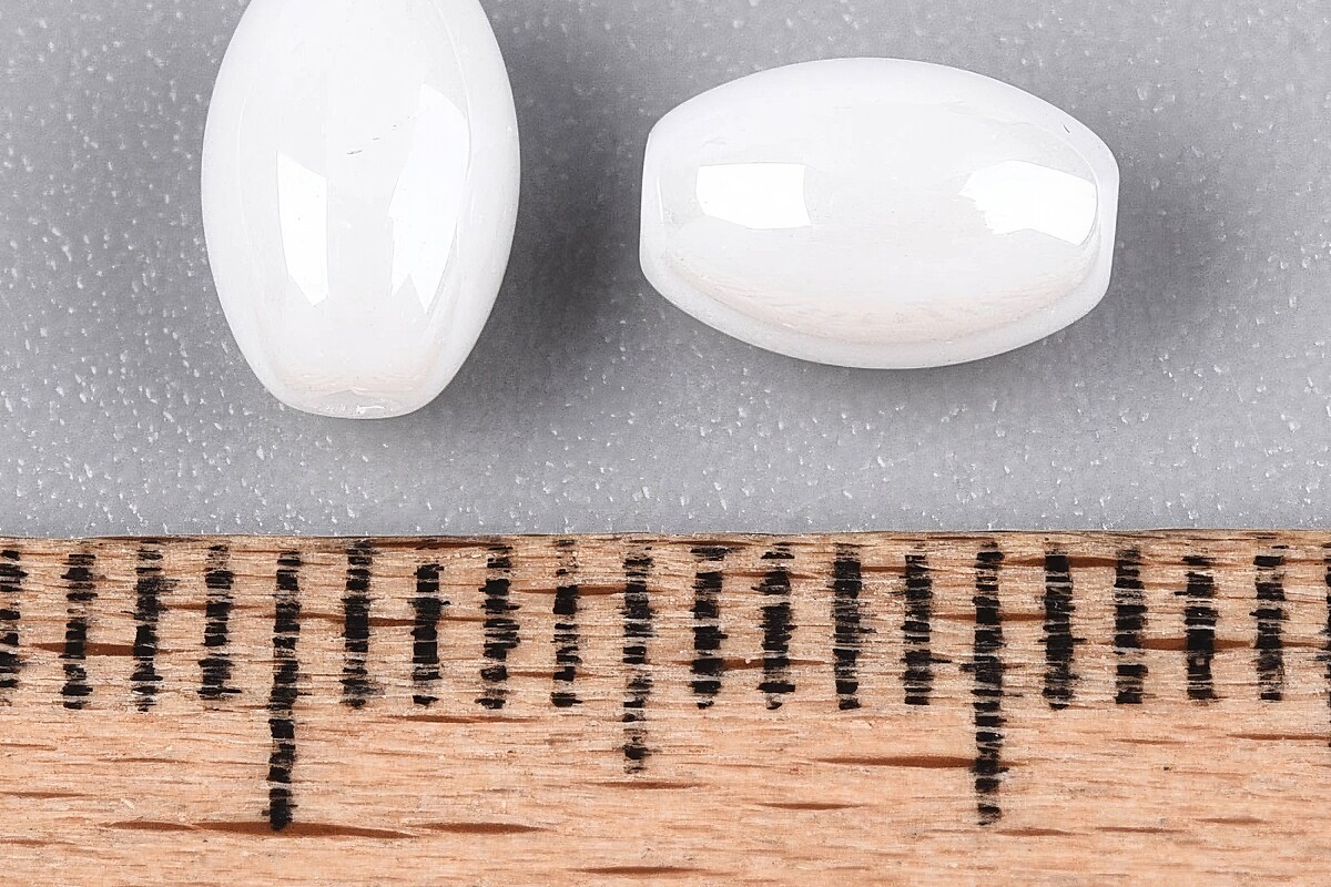 Margele de nisip de sticla oval 6,5-7x4-4,5mm (50g) - alb luster