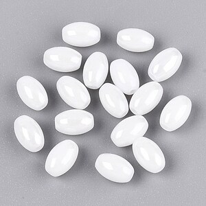 Margele de nisip de sticla oval 6,5-7x4-4,5mm (50g) - alb luster