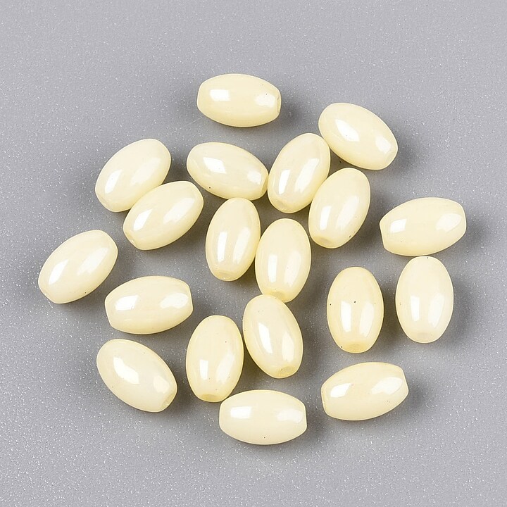 Margele de nisip de sticla oval 6,5-7x4-4,5mm (50g) - galben luster