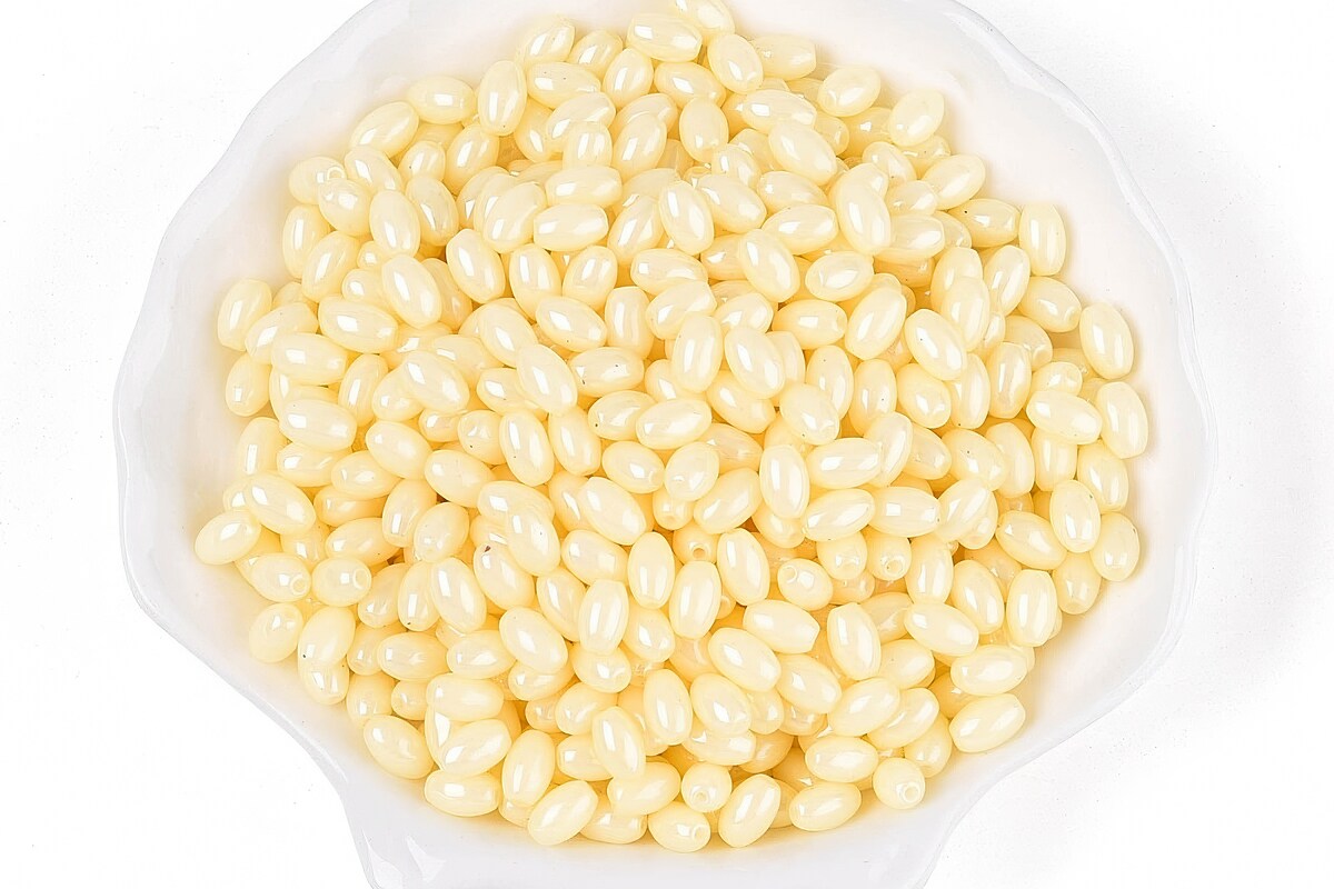 Margele de nisip de sticla oval 6,5-7x4-4,5mm (50g) - galben luster