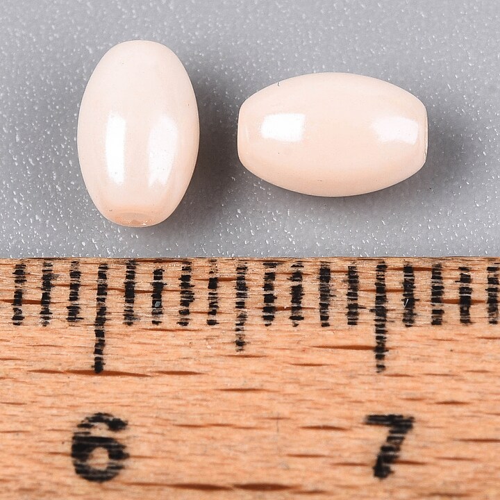Margele de nisip de sticla oval 6,5-7x4-4,5mm (50g) - roz somon deschis luster