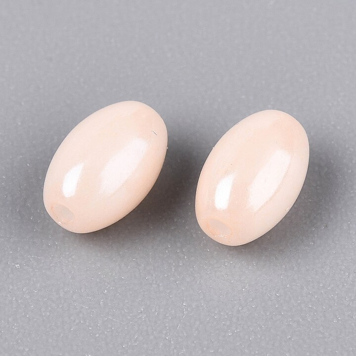 Margele de nisip de sticla oval 6,5-7x4-4,5mm (50g) - roz somon deschis luster