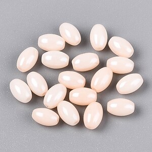 Margele de nisip de sticla oval 6,5-7x4-4,5mm (50g) - roz somon deschis luster