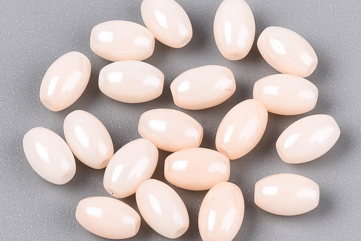 Margele de nisip de sticla oval 6,5-7x4-4,5mm (50g) - roz somon deschis luster