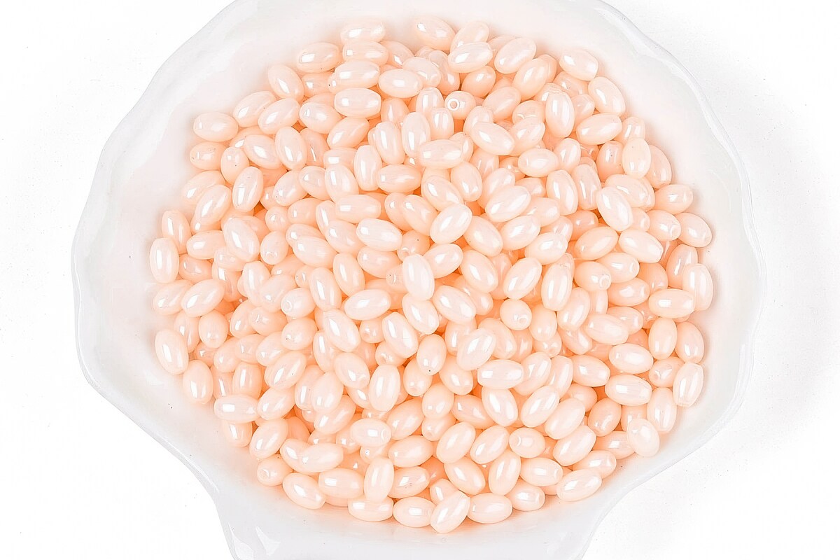 Margele de nisip de sticla oval 6,5-7x4-4,5mm (50g) - roz somon deschis luster