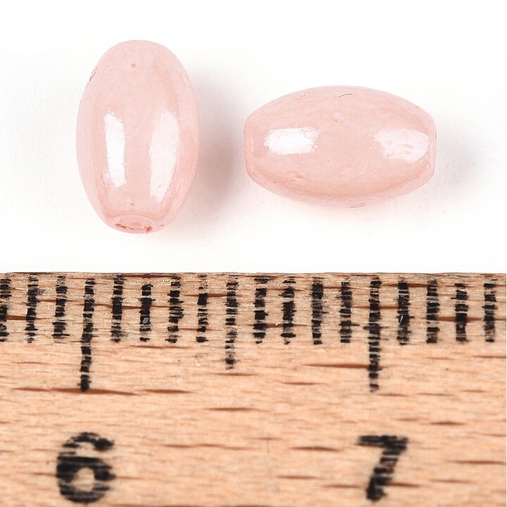 Margele de nisip de sticla oval 6,5-7x4-4,5mm (50g) - roz somon luster