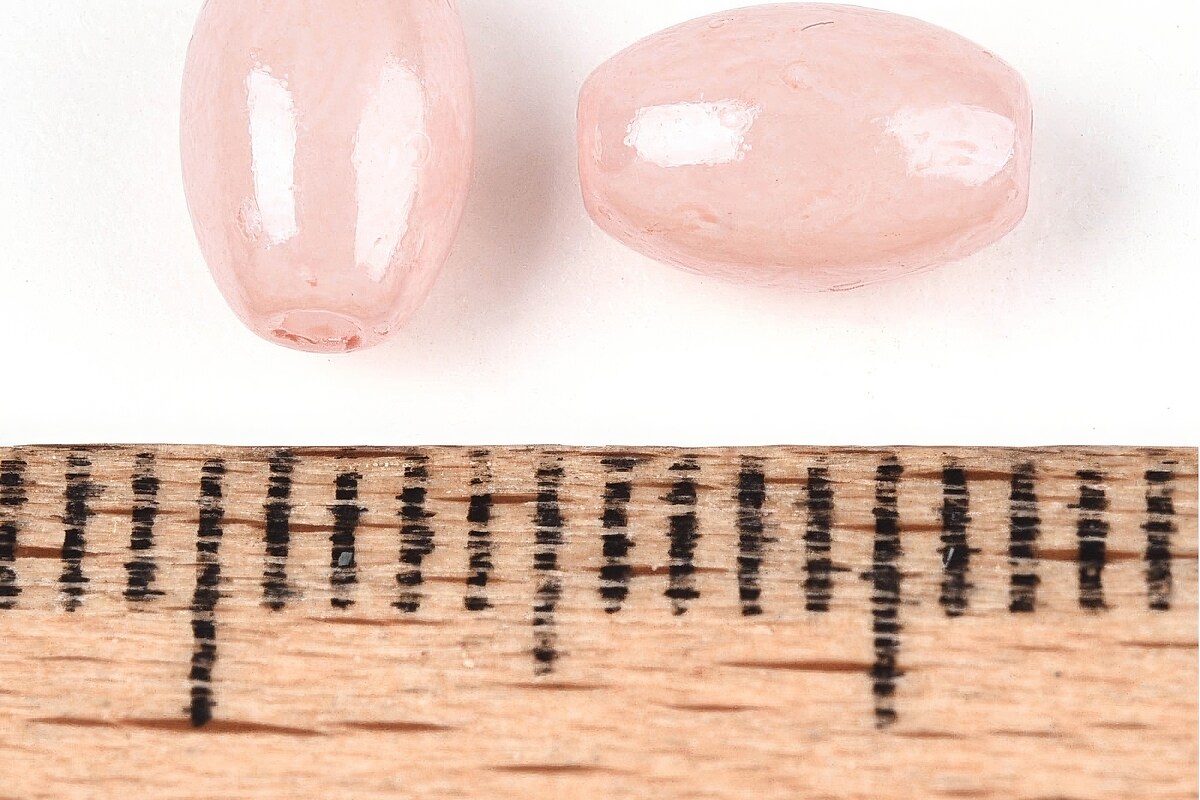 Margele de nisip de sticla oval 6,5-7x4-4,5mm (50g) - roz somon luster