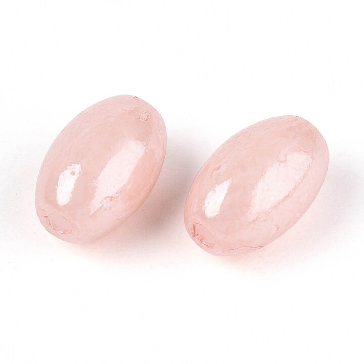 Margele de nisip de sticla oval 6,5-7x4-4,5mm (50g) - roz somon luster