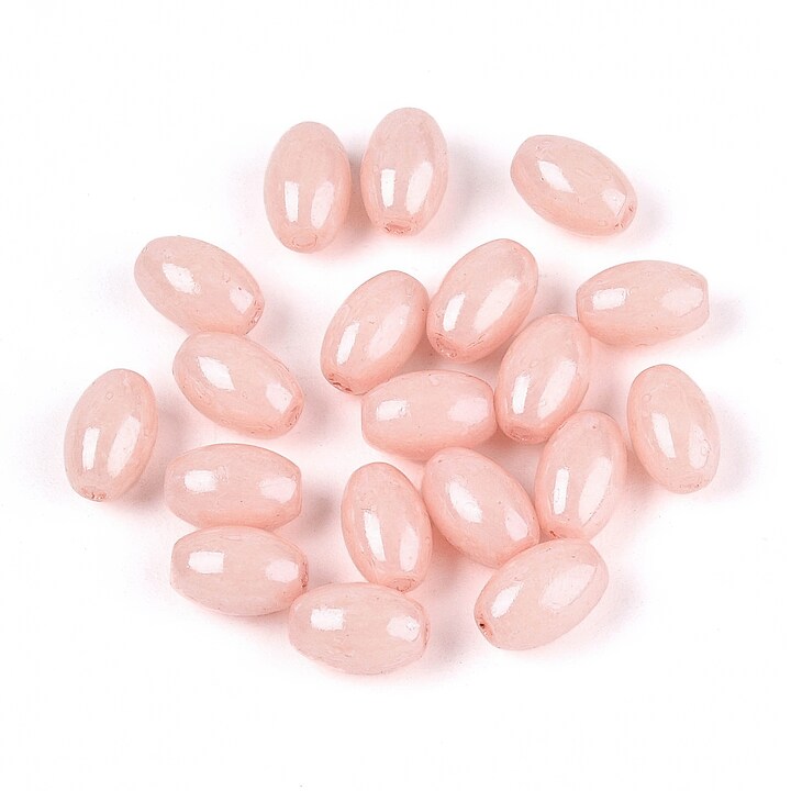 Margele de nisip de sticla oval 6,5-7x4-4,5mm (50g) - roz somon luster