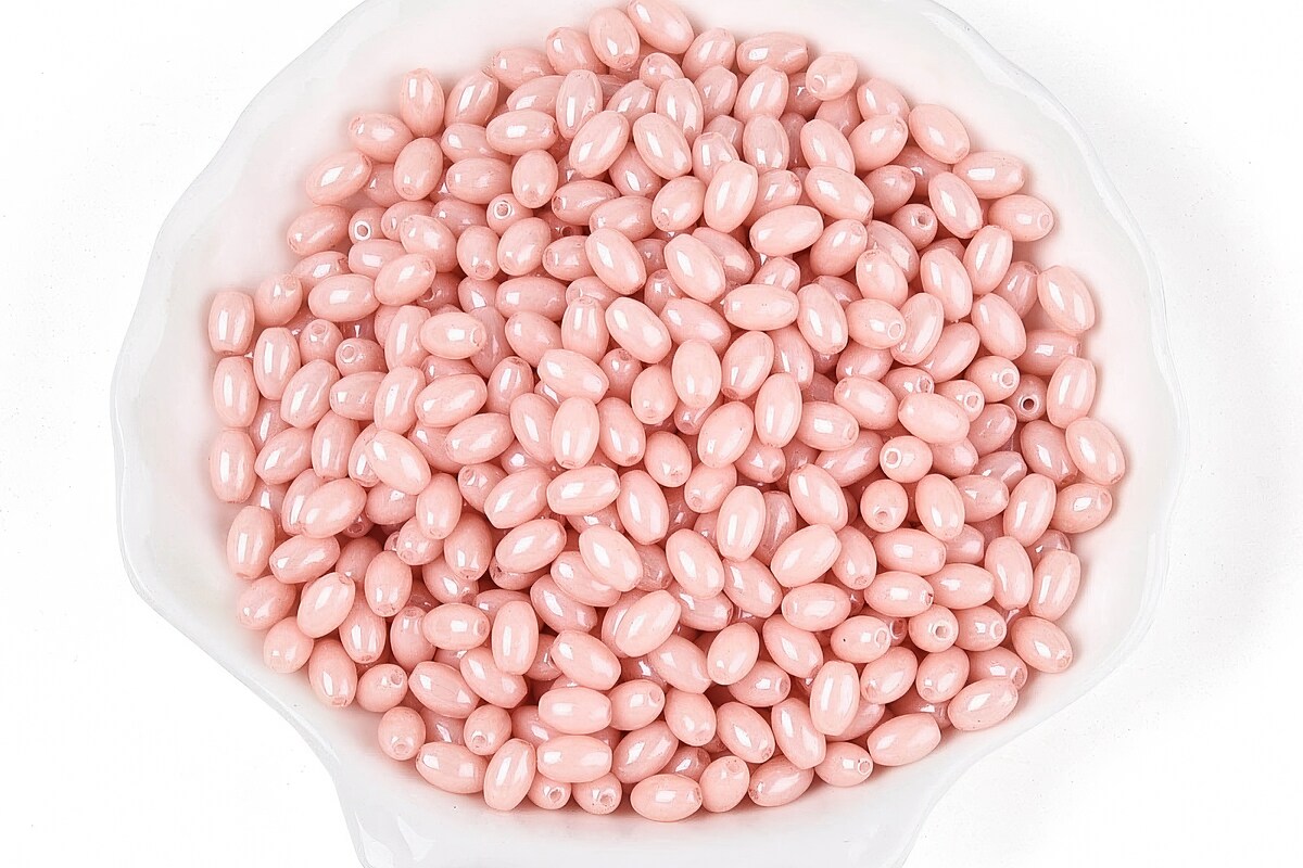 Margele de nisip de sticla oval 6,5-7x4-4,5mm (50g) - roz somon luster